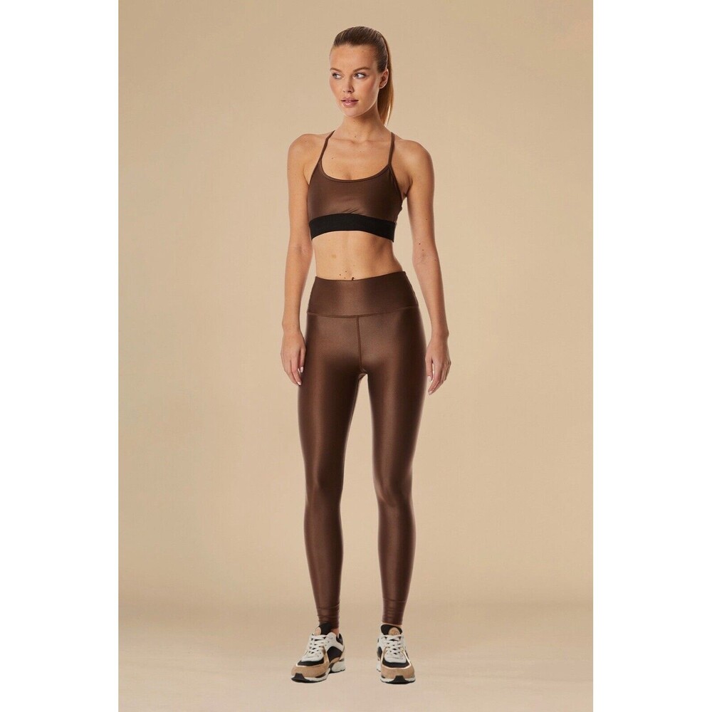 Noli Womens Leggings Brown Ankle High Rise Tight Pants Pull On Yoga Gym Small
